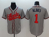 Braves 1 Ozzie Albies Gray Cool Base Baseball Jerseys,baseball caps,new era cap wholesale,wholesale hats
